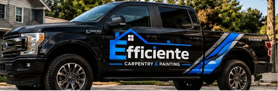 Efficiente work truck with company logo